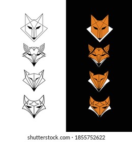 Silueta de líneas geométricas abstractas de la cabeza del lobo de la zorra, aislada de la ilustración de elementos de diseño vectorial