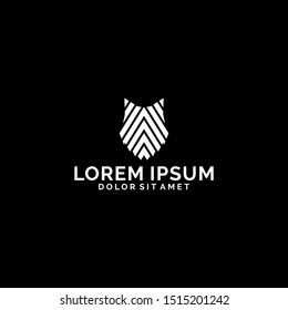 Fox or wolf head logo template with triangle line art symbol in flat design monogram illustration