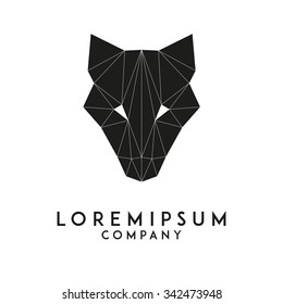 Fox / wolf head logo template for business. Abstract head with grid lines. Vector illustration.