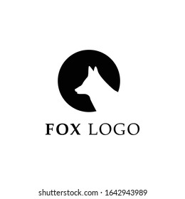 Fox Wolf Logo Minimalist Black Icon Design Template