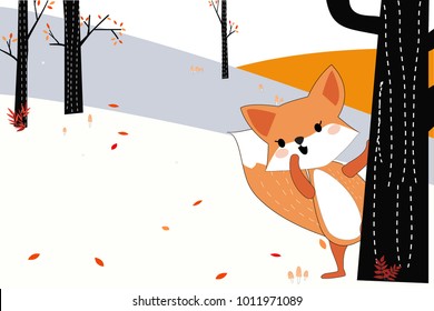 Fox wolf or Siberian husky puppy cartoon comic,cute happy smile spring summer background for invitation card,animal pattern vector,by freehand drawing doodle art illustration