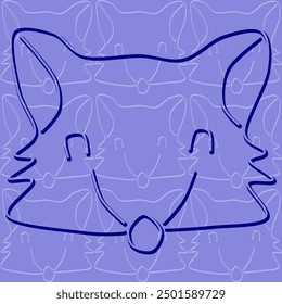 fox wolf smiling face animal cartoon stencil  abstract seamless geometric graphic watercolor pastel  artwork deoration vector ethnic simple template wallpaper print fabric pattern doodle batik 
