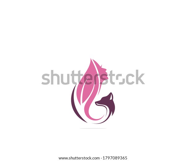 Fox woman beauty\
icon logo design template
