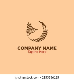 fox wood head and tail logo simple icon design illustration