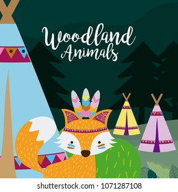 Fox wooland animals cartoon
