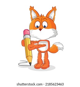 the fox write with pencil. cartoon mascot vector