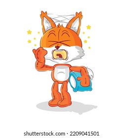 the fox yawn character. cartoon mascot vector