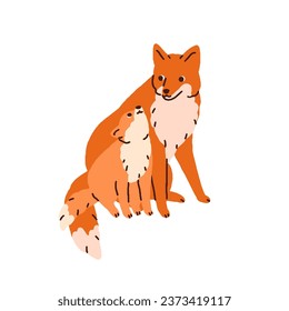 Foxes baby and mother, forest family. Cute mom and kid cub. Funny foxy characters. Woodland mommy and adorable little child together. Flat vector illustration isolated on white background