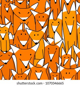 Foxes big family, seamless pattern for your design