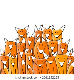 Foxes big family, sketch for your design