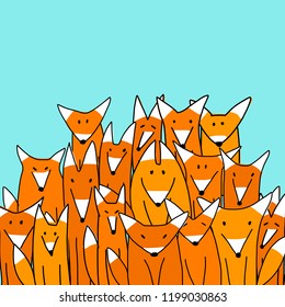 Foxes big family, sketch for your design
