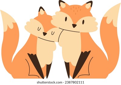 Foxes Couple Animal Vector Illustration