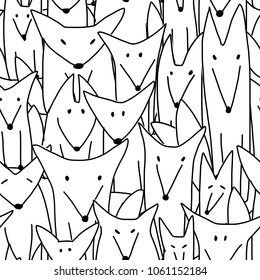 Foxes family, seamless coloring pattern for your design