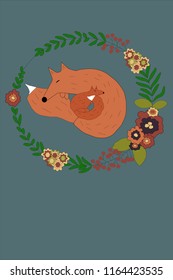 Foxes in a flower wreath