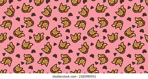 Foxes illustration background. Seamless pattern. Vector. 