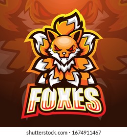 Foxes mascot esport logo design