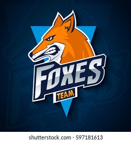 Foxes mascot for a team on a color background. Vector illustration. EPS10