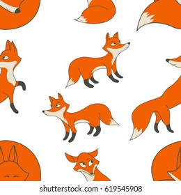 foxes pattern, line art illustration