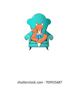 Foxes reading in a chair