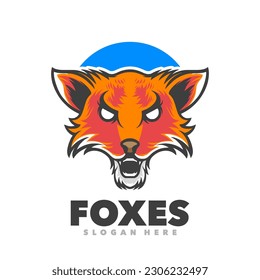 Foxes roar head logo template