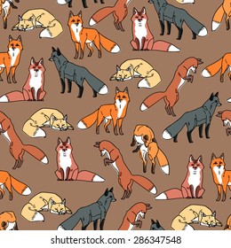 Foxes seamless pattern