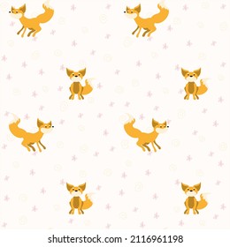 Foxes seamless pattern Vector illustration