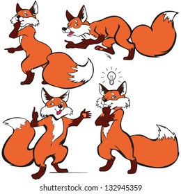 Foxes: A set of clever cartoon foxes