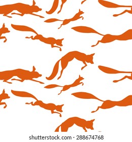 Foxes silhouettes seamless vector pattern