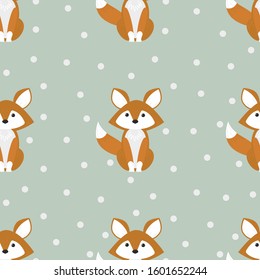 Foxes in snow seamless pattern