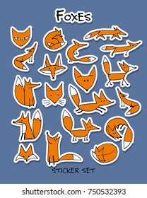 Raposas, conjunto de adesivos para o seu design