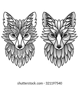  Foxes. Vector illustration for textile prints, tattoo, web and graphic design