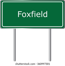 Foxfield , Colorado , road sign green vector illustration, road table, USA city