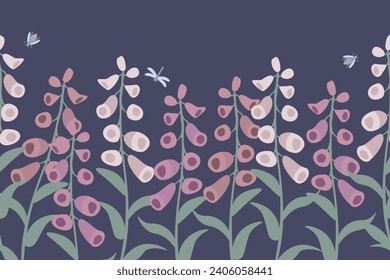 Foxglove floral decorative vector pattern