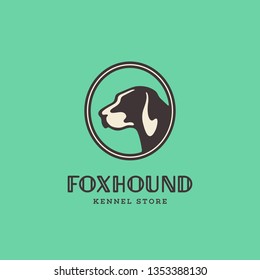 Foxhound dog head logo design template. Vector illustration.