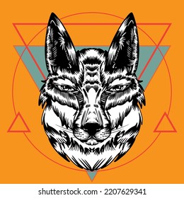 Fox's Head, With distinctive black and white strokes. Make it easy for you to process colors. Giving a calm but frightening, I created this work to show a deep mysterious impression. Enjoy it!
