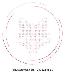 The fox's head symbol filled with pink dots. Pointillism style. Vector illustration on white background