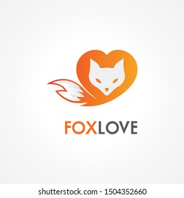 Fox's head and tail with love shape 