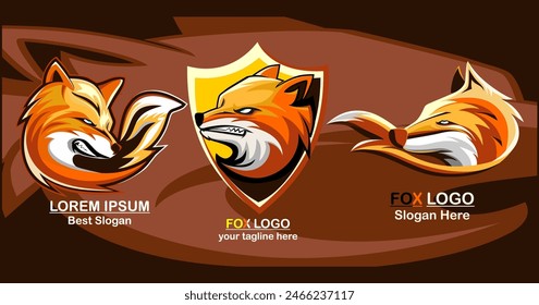 Vector de diseño del logotipo de la mascota foxs, Vector de diseño del logotipo de la mascota del lobo, ilustración de estilo de Vector plano del icono de la mascota de la cabeza del zorro