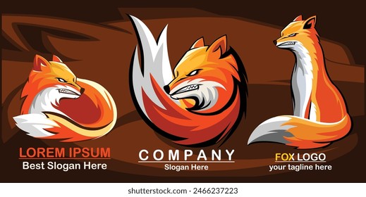 foxs mascot logo design vector, wolf mascot logo design vector, fox head logo mascot minimal modern icon flat vector style illustration