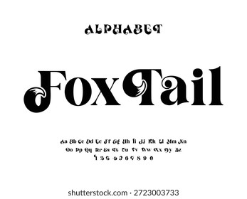 FoxTail es letras elegantes en mayúsculas y números Pequeños. Diseño de moda minimalista de letra clásica. Tipografía serif moderna concepto vintage decorativo regular. Ilustración vectorial. Fuente de titular