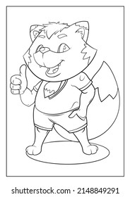 Foxy boy coloring book vector art illustration