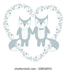Foxy couple holding hands