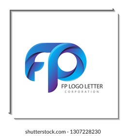 FP circle lowercase design of alphabet letter combination with infinity suitable as a logo for a company or business - Vector