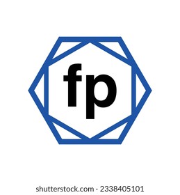 RP Firmenname in Diamantform. FP-Monogramm.