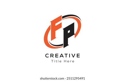 FP creative letter logo with circle area. Initial letter FP linked circle uppercase monogram logo. FP initial letter logo vector design.