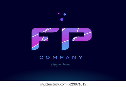 fp f p  creative color blue background pink purple magenta alphabet letter company logo vector icon