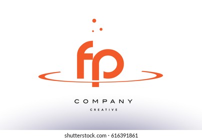 FP F P creative orange swoosh dots alphabet company letter logo design vector icon template