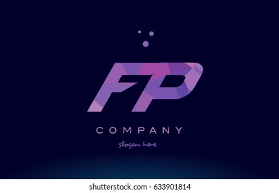 fp f p polygon polygonal letter alphabet text pink purple dots creative company logo vector icon design template
