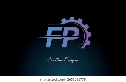 FP Gear Fusion Logo – Industrial Tech-Inspired Letter mark Futuristic Industrial Letter Mark Design for Technology and Engineering Brands.