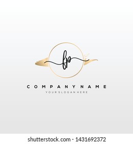 FP handwriting initial logo template vector.